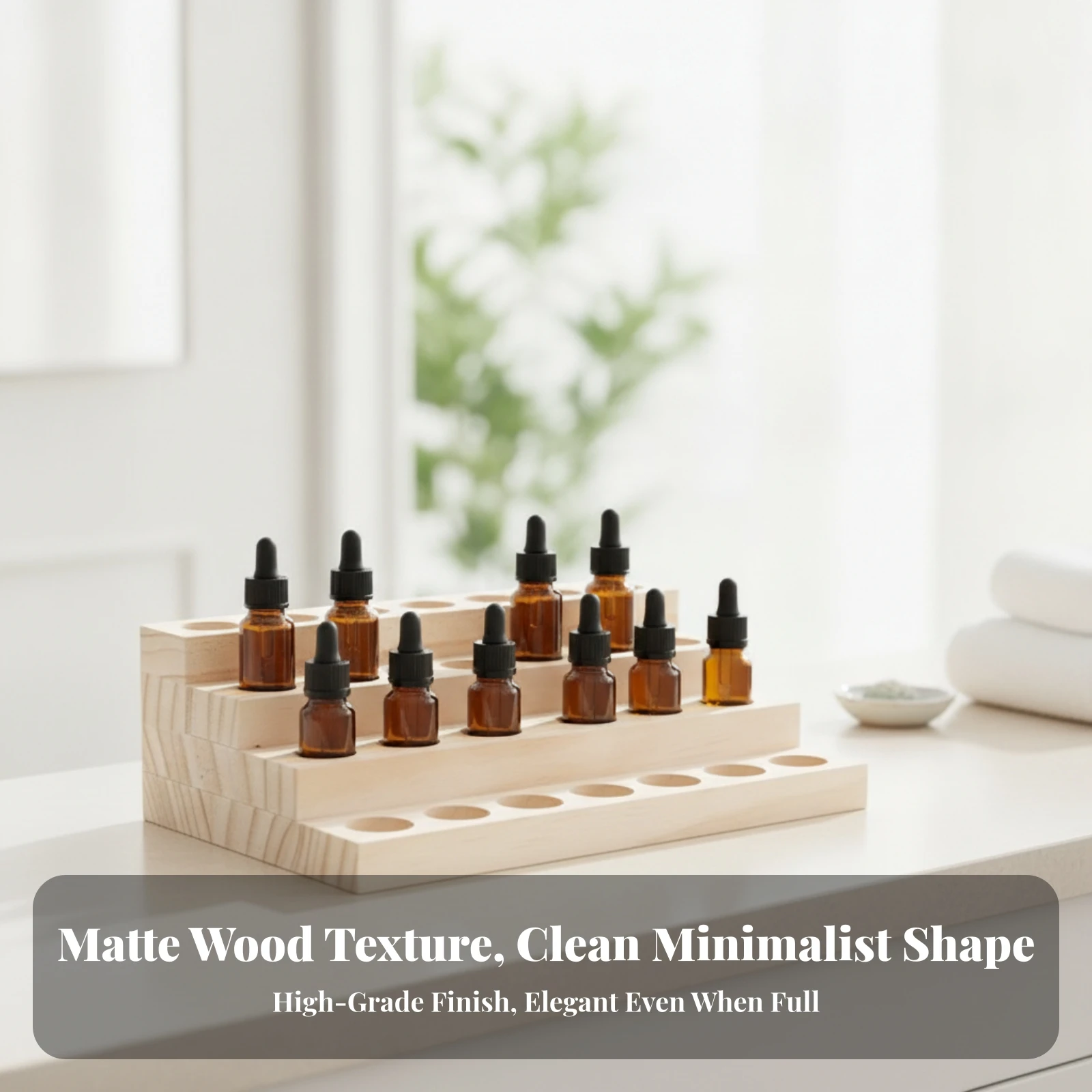 Essential Oil Display Rack Natural Essential Oil Rack Wooden Bottle Display Practical Accessible for Aromatherapists, Vanity