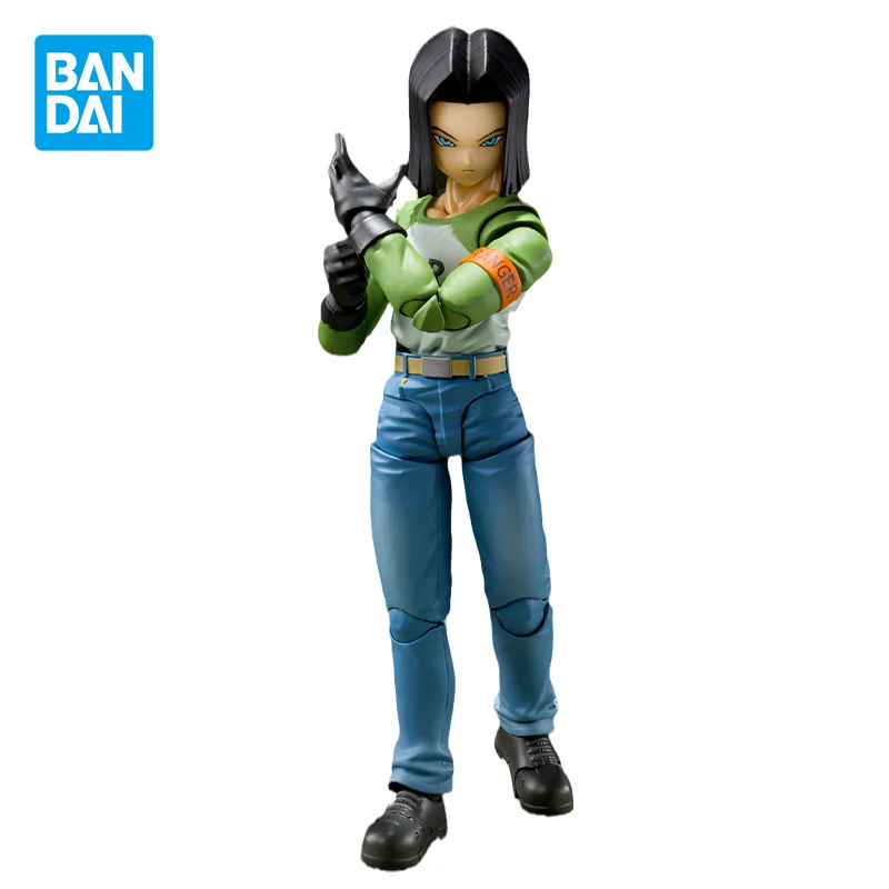 Bandai Genuine Dragon Ball Anime Figure Android 17 SHF Action Figure Toys for Boys Girls Kids Christmas Gift Collectible Model