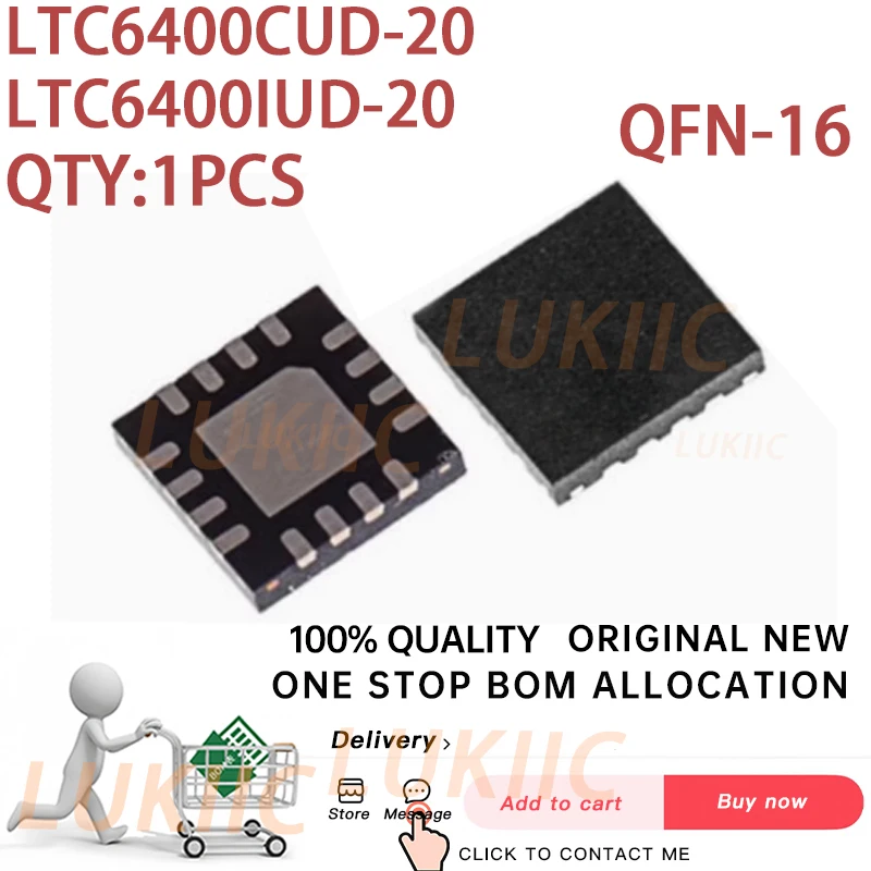 LTC6400CUD-20, LTC6400IUD-20, LCCS QFN-16, 100% Novo, 1Pc