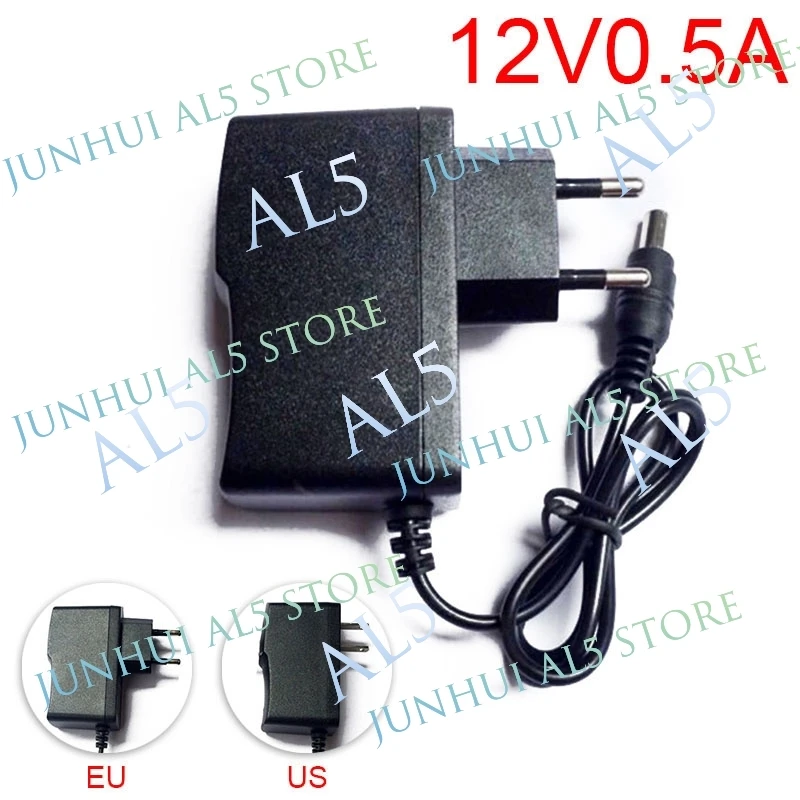 1/2/5pcs 12V 0.5A 500mA US EU Plug 100-240V AC to DC Power Adapter Supply Connector 5.5*2.1mm Charger for LED Strip Light B5