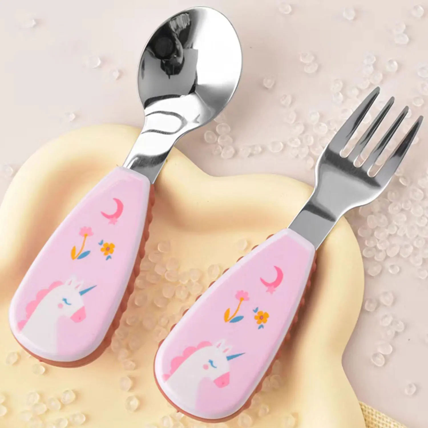 

2 шт., детский набор вилок и ложек для кормления с короткой ручкой, тренировочная ложка и вилка для детского питания, посуда, подарок на вечеринку