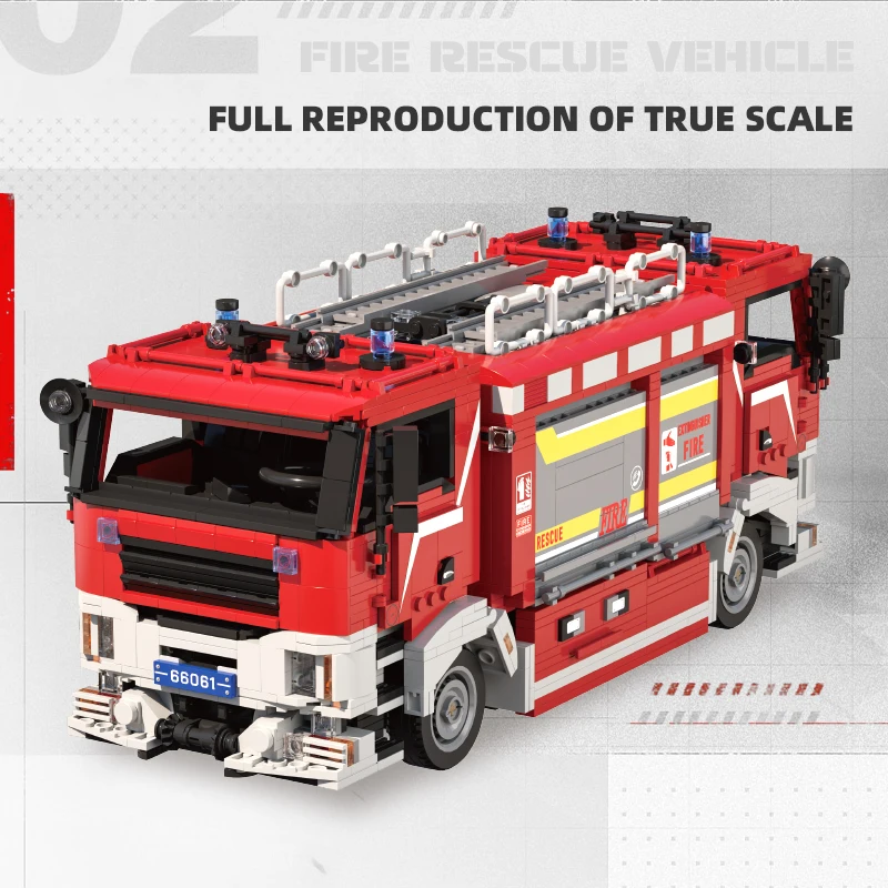 MOC 2173 قطعة مكعبات بناء شاحنة الإطفاء سلسلة الإنقاذ لودر أطفال بالريموت كنترول مع وظائف التروس المتزامنة بيونيك هدية إبداعية #3
