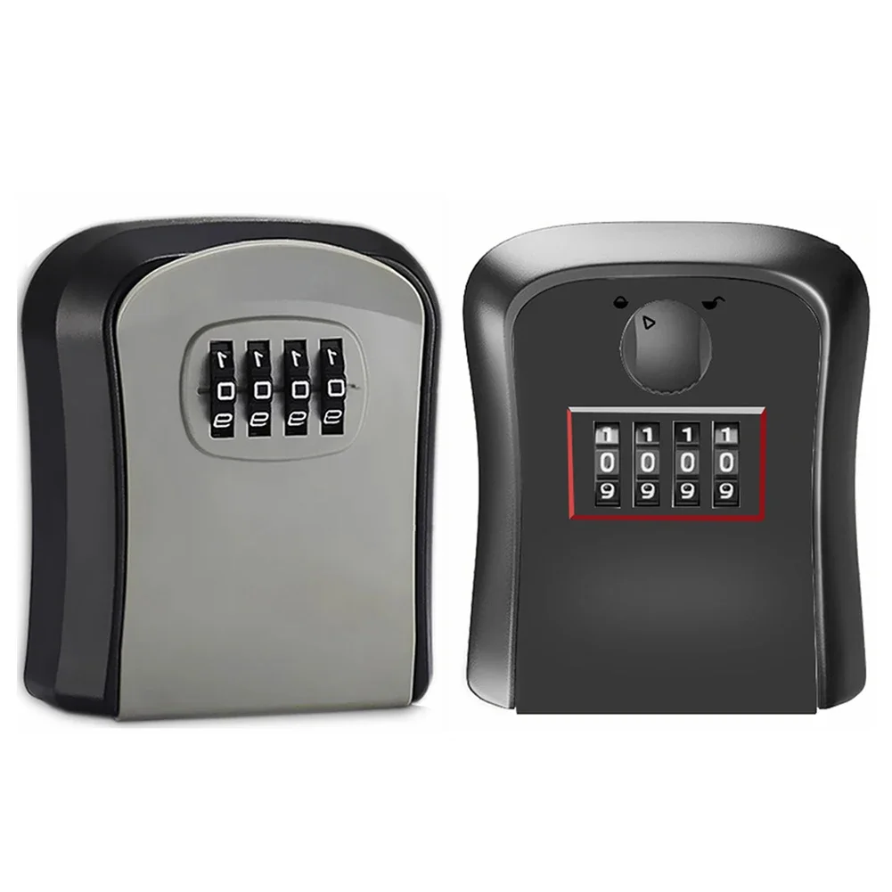 Wall Mount Key Lock Box 4 Digit Password Code Security Lock No Key for Home Office Key Safe Secret Storage Box Organizer