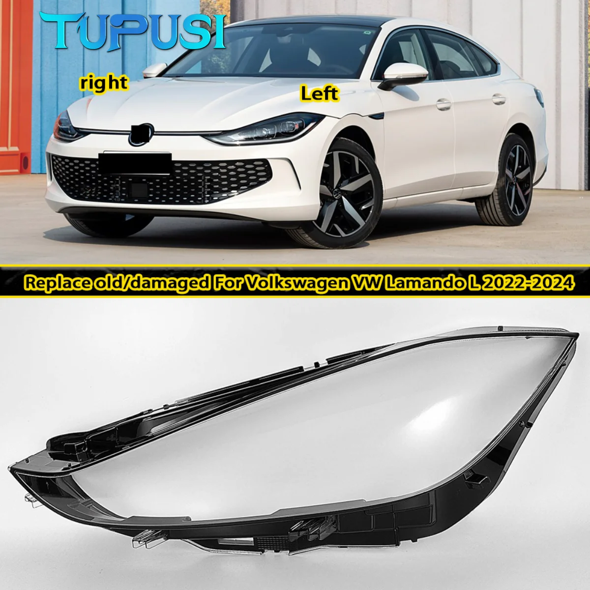 

For Volkswagen VW Lamando L 2022-2024 Headlamp Cover Transparent Lens Plexiglass Replace Original Lampshade Headlight Shell