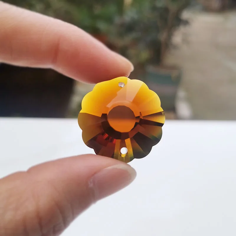 

25mm Amber Plum Beads Crystal Prisms Suncatche Chandelier Parts Glass Sun Catcher Hanging Rainbow Sunflower Prism Ornaments