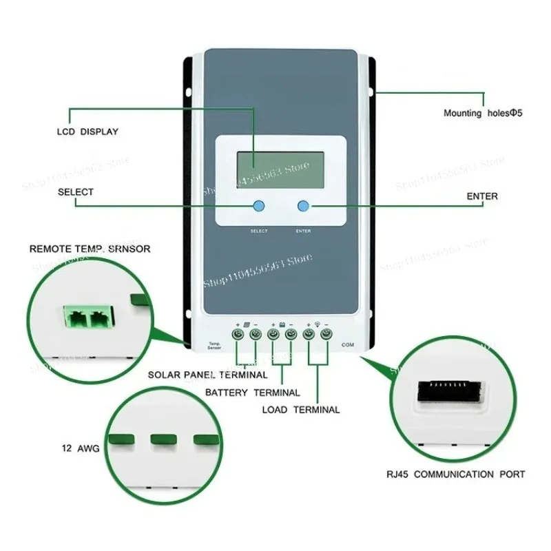 Automatic MPPT Solar Charge Controller - 12V/24V/36V/48V automatic adaptation, maximum 150V PV input, suitable for solar systems
