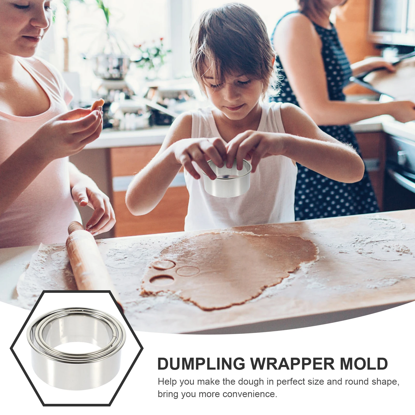 

1 Set Stainless Steel Dumpling Wrapper Mold Round Dough Press Tool With Cutter For Home Kitchen Restaurant Rounded Shape Sturdy