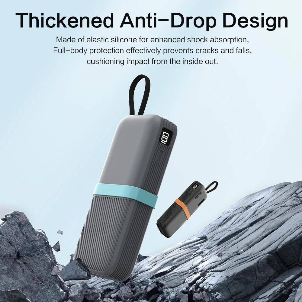 Silicone Case For CUKTECH CP25 20000mAh Power Bank Includes Cable strap 55W Two-Way Fast Charge Self Portable Powerbank