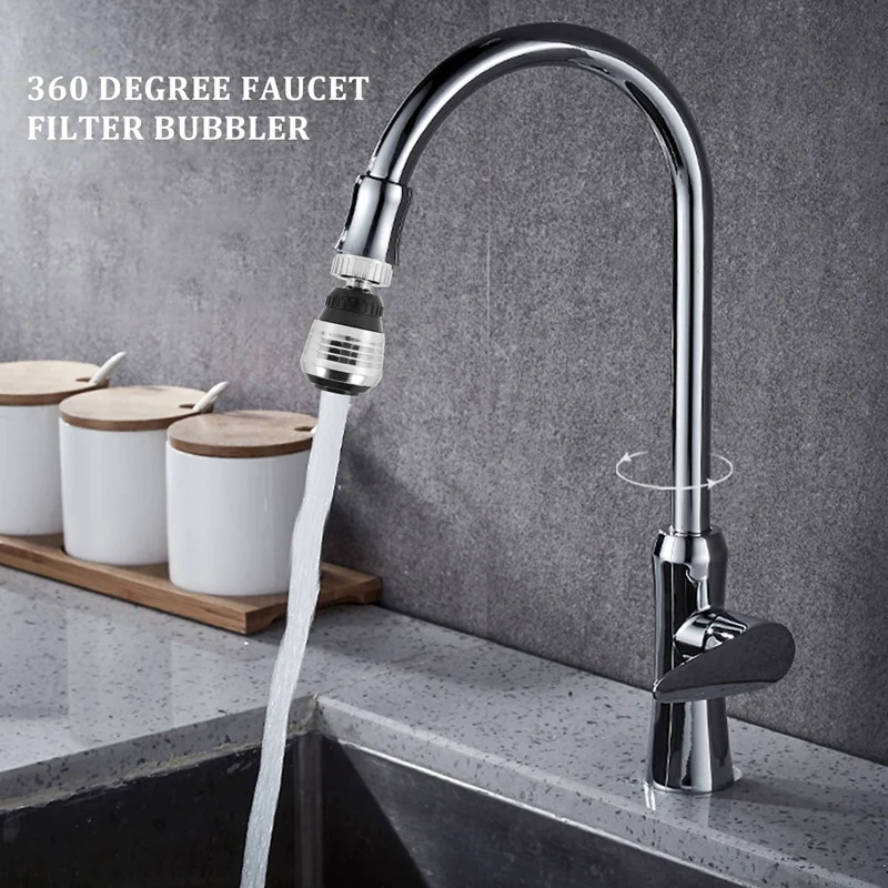 360 Degree Faucet Filter Tip Water Bubbler Faucet Anti-Splash Economizer Kitchen Supplies