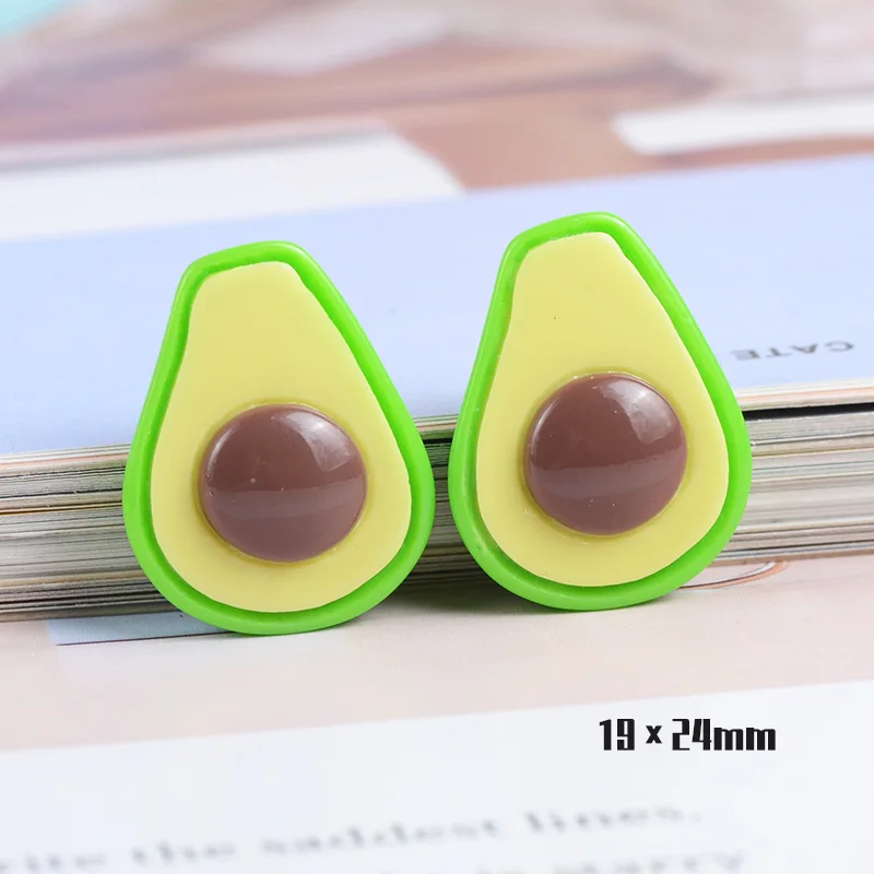 20Pcs น่ารักการ์ตูน Avocado เรซิ่นเครื่องประดับทำด้วยมือ DIY อุปกรณ์งานประดิษฐ์โทรศัพท์ Shell Patch วัสดุ Decor สาวเครื่องประดับผม