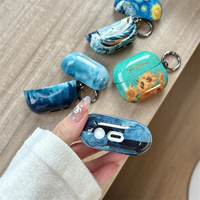 Buds 3 Pro Hülle für Samsung Galaxy Buds 3 Cover Van Gogh Buds3 Pro Kreativ für Samsung Buds 3 Box Niedliche Ohrhörer Lade Funda