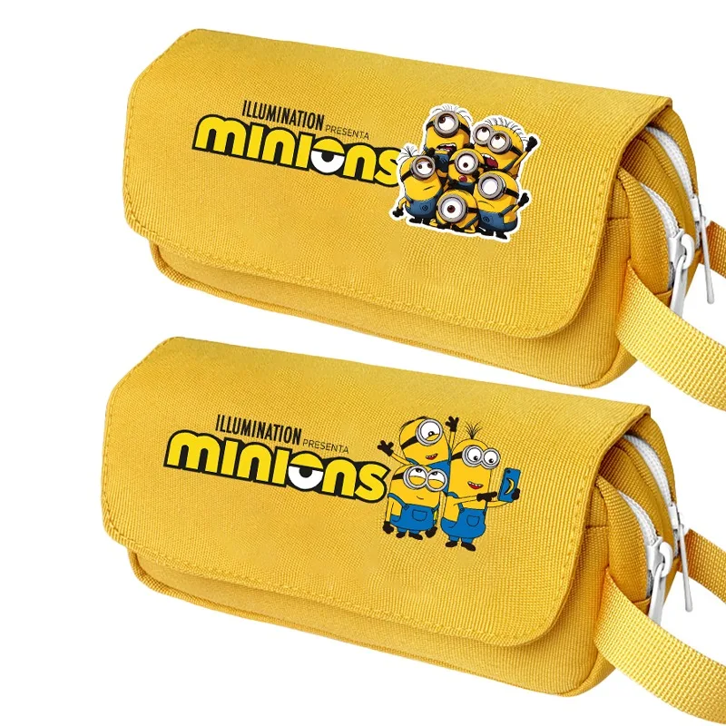 Minionses Large Capacity Pencil Pouch Students Back To School Kawaii Bags Cartoon Anime Print Stationery Birthday Party Gifts
