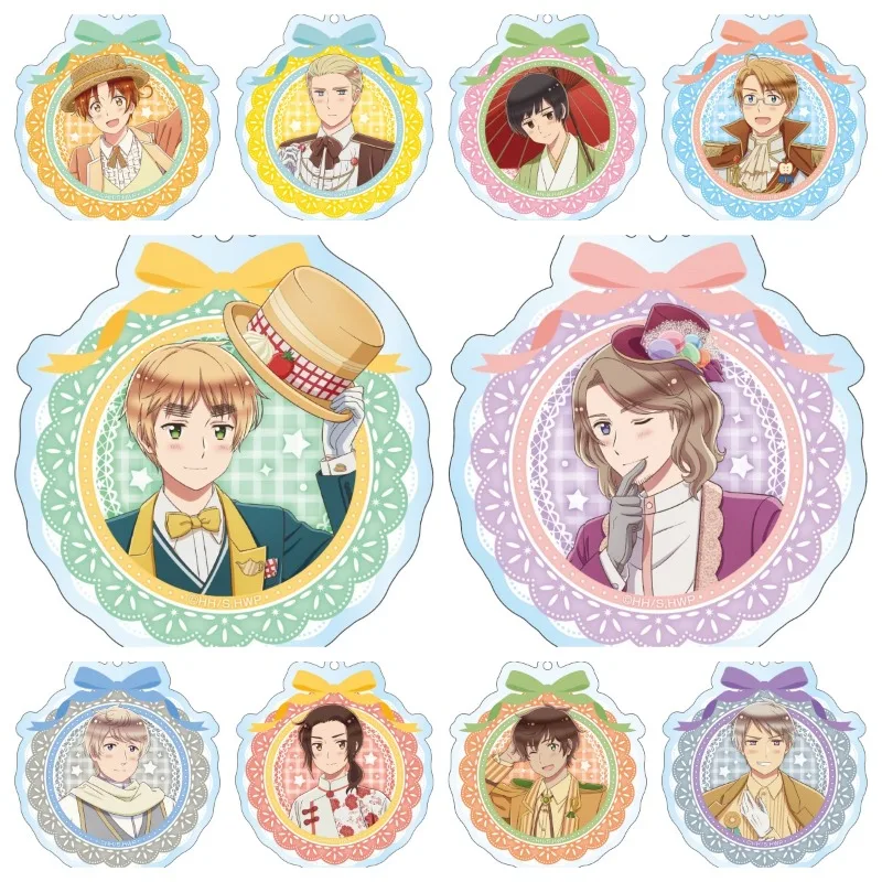 LLavero de Anime para mujer Hetalia: llavero Axis Powers para hombre, llavero Feliciano Vargas, llavero acrílico Ludwig, colgante de Kiku Honda