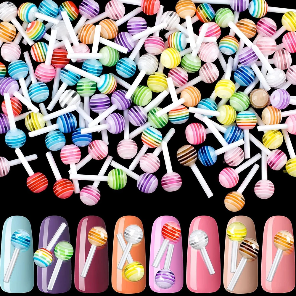 

20pcs Lollipop Candy Nail Art Decorations 3D Acrylic Manicure Charms DIY Nail Art Accessories Home Salon Manicure Supplies Tools