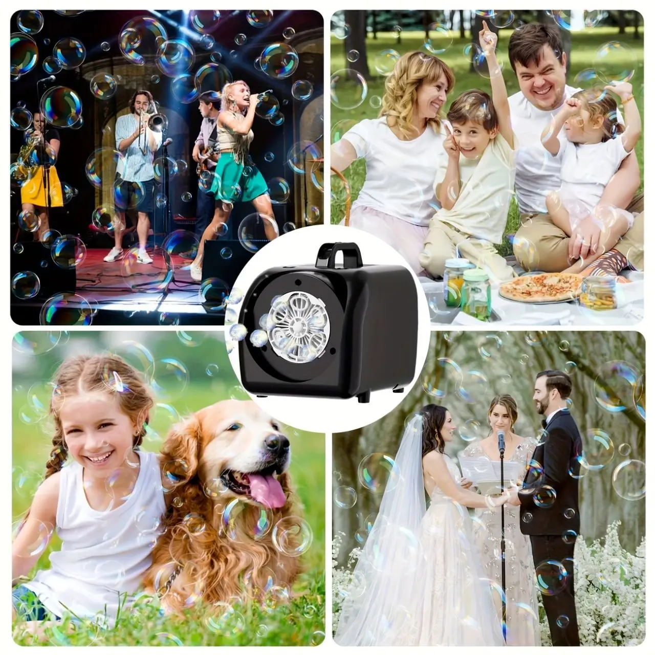 Máquina automática de bolhas de balanço, soprador de bolhas, portátil, elétrica, fabricante de bolhas, aniversário, praia, casamento ao ar livre, brinquedos para crianças