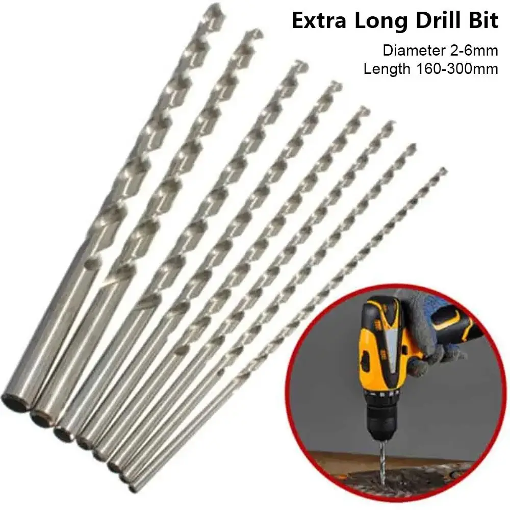 

1Pcs Diameter 2-6mm Extra Long Drill Bit HSS Steel Length 160-300mm Drilling Tool Straight Shank Power Tool