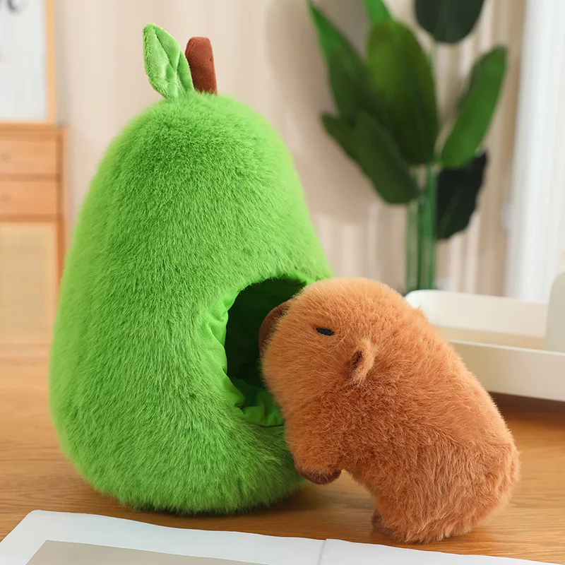 Mainan boneka buah Apple babi alpukat, mainan kreatif lucu Capybara mainan mewah dekorasi rumah hadiah ulang tahun anak perempuan