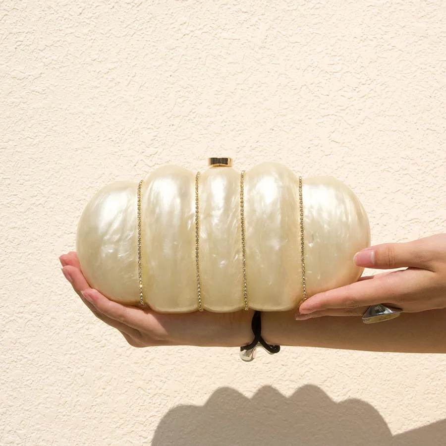 

French Marble Diamond Line Dinner Clutch Bag Creative Caterpillar Acrylic Bag Box Shoulder Bag