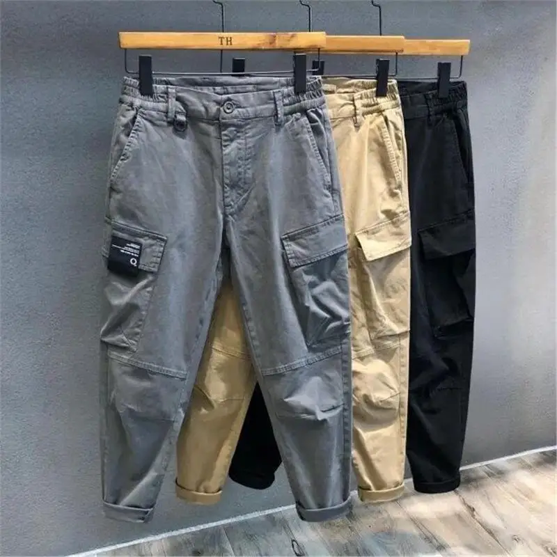 

American Waed Multi-ket Work Pants Men's Loose Conical Casual Pants Youth Trendy Leisure Trousers Cotton 00% Wear Resis...