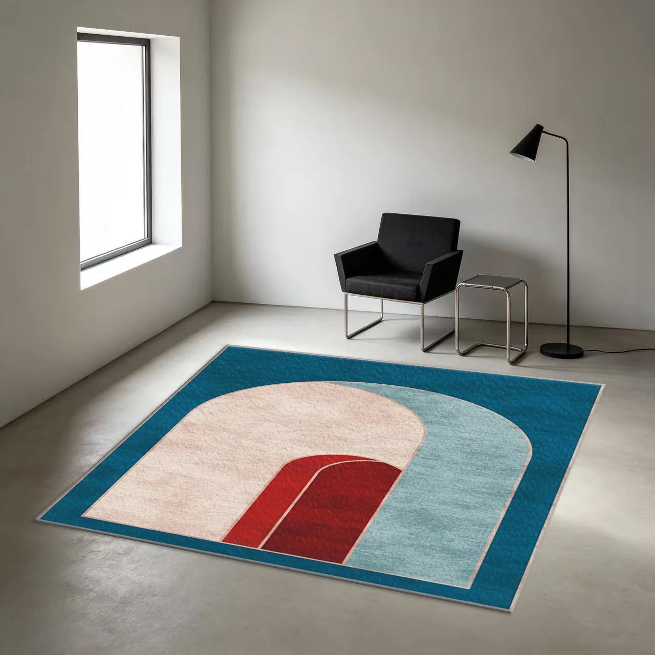 Medieval Modern Abstract Arched Geometric Carpet Non-Slip Minimalist Carpet Suitable for Living Room Bedroom Home Decoration