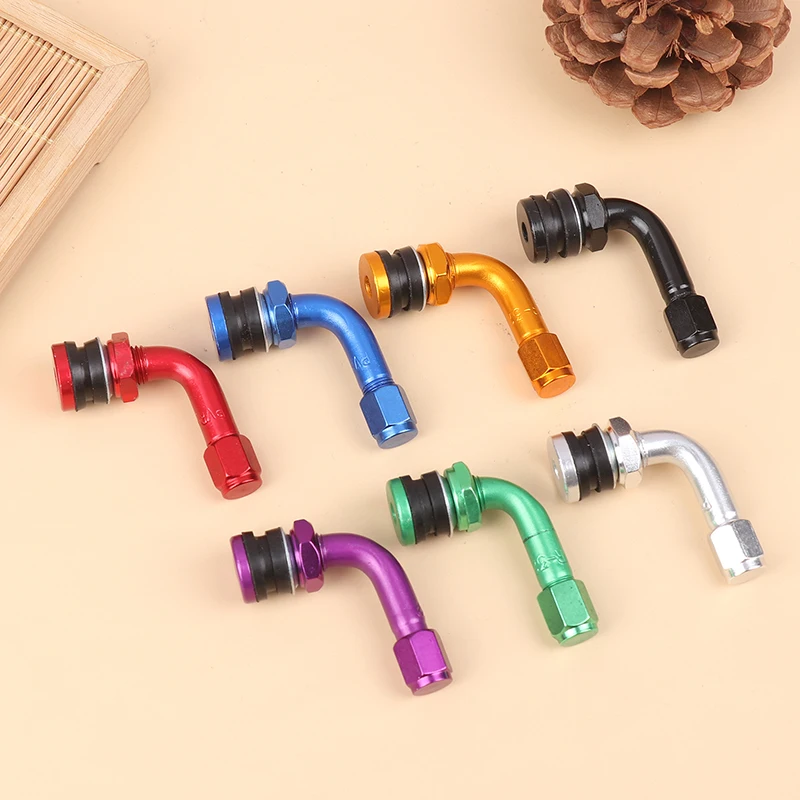 2Pcs 90 Degree CNC Aluminum Alloy Universal Tubeless Valve Stems Caps Motorcycle Wheel Tire Valves Stem Cap Air Cover