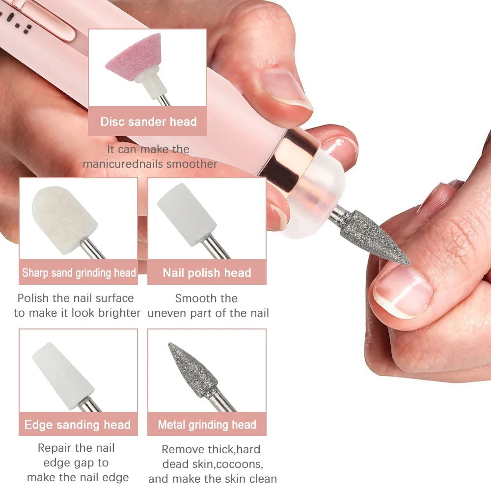 5 in 1 elektrische Nagellack bohrmaschine mit leichten tragbaren Mini-Elektro-Maniküre-Kunst stift werkzeugen für Gelent ferner