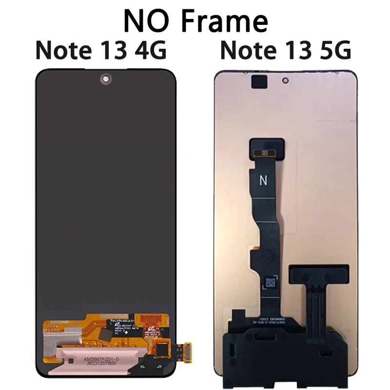 6.67\'\'AMOLED For Xiaomi Redmi Note 13 4G/5G 2312DRAABG 23129RAA4G lcd display screen digitizer Assembly Note13 Display