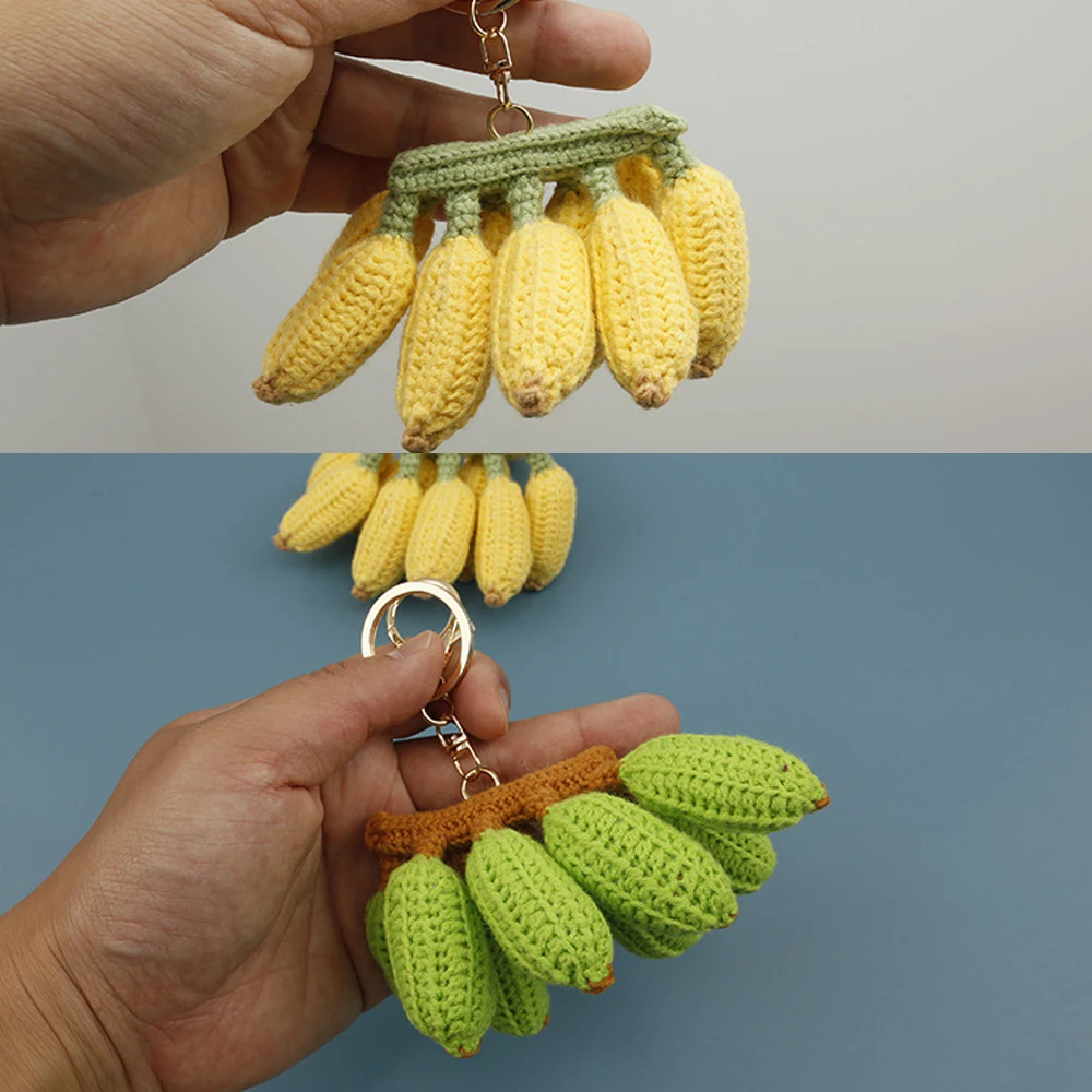 Kreativer Gestrickter Bananen-Anhänger Niedlicher Frucht-Schlüsselanhänger Handgefertigter Gewebter Mini-Bananen-Schlüsselanhänger Lustiges Geschenk – Detail 2