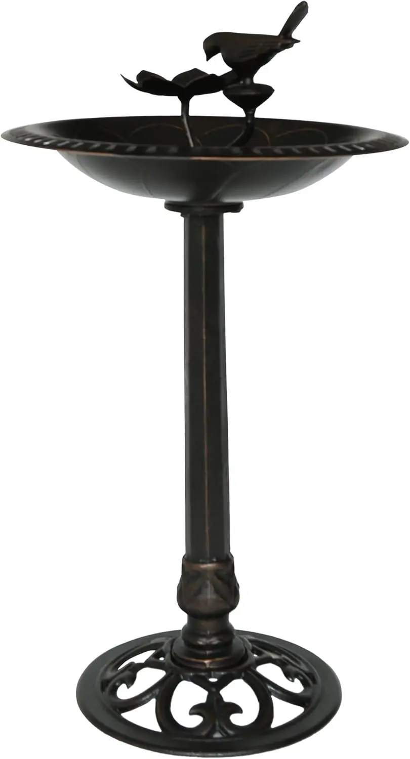 Comfort corner Anessa Outdoor Aluminum and Iron Bird Bath, Shiny Copper