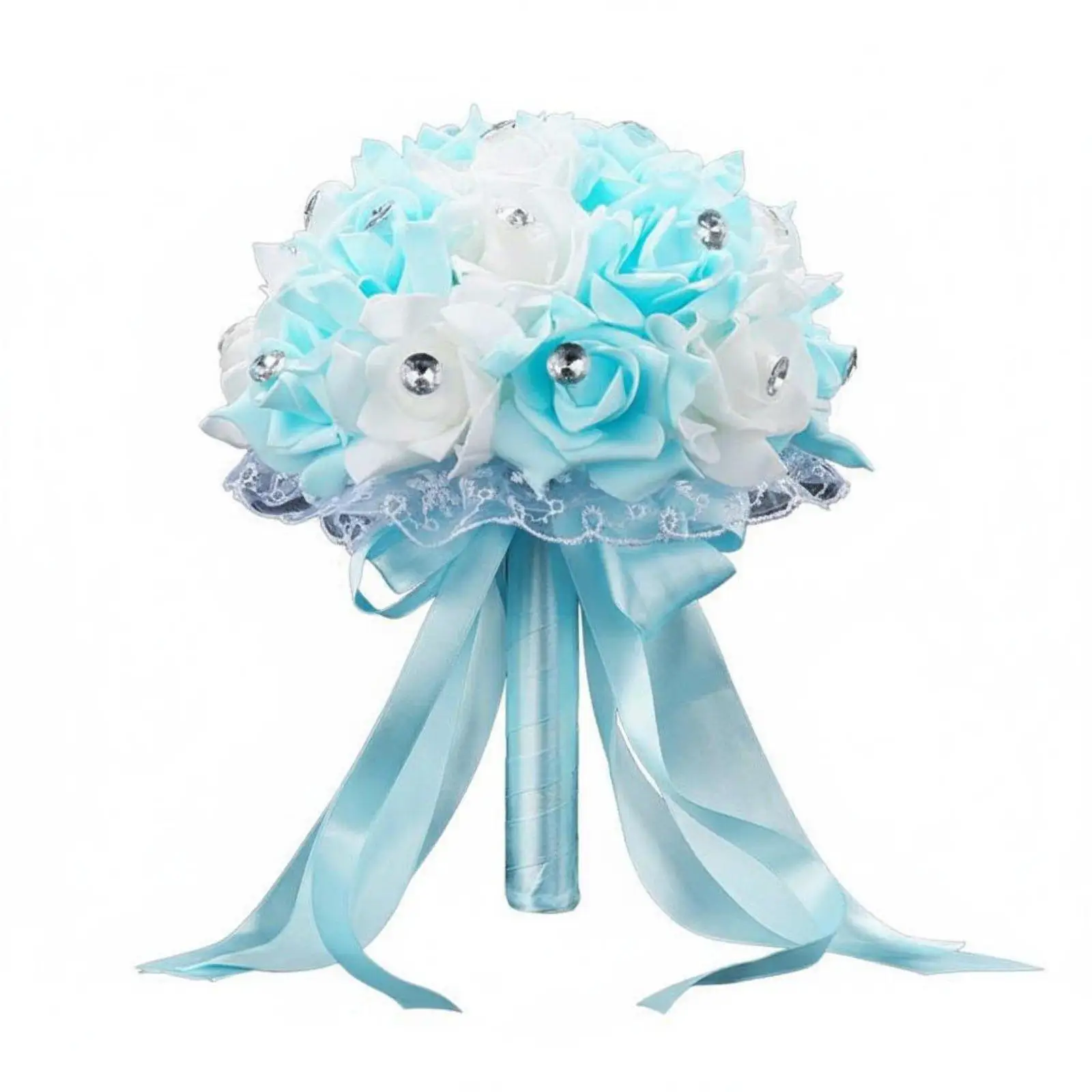 Classic Bridal Bouquet of Artificial Roses Floral Wreath Centerpiece for Weddings and Event Decor