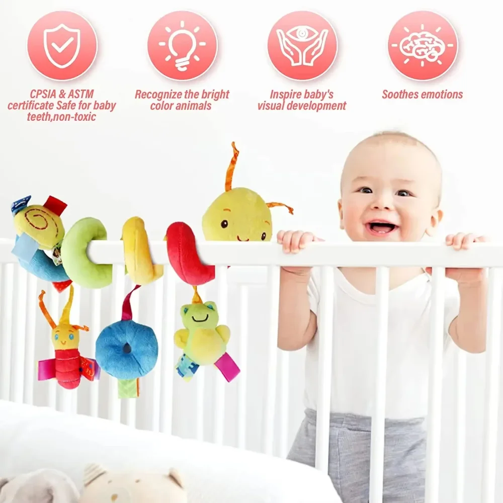 Baby Crib Hanging Rattles Toy Car Seat Toys Soft Mobiles Stroller Crib Cot Spiral Toy Pram Hanging Dolls For Babies Newborn Gift