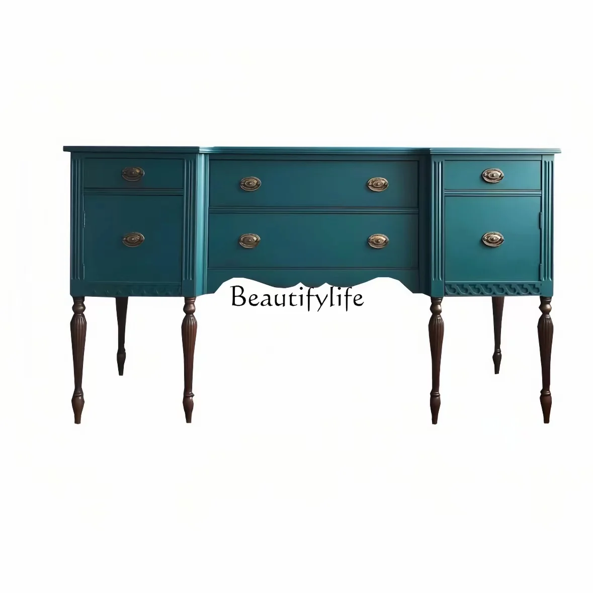 

02**French retro entrance entry living room solid wood carving flower meal side foyer decorative cabinet