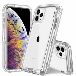 Military Level Heavy Duty Hard Case For iPhone 15 13 11 14 16Pro Max MINI XR XSMAX SE 6 7 8Plus 3IN1Transparent Shockproof Cases