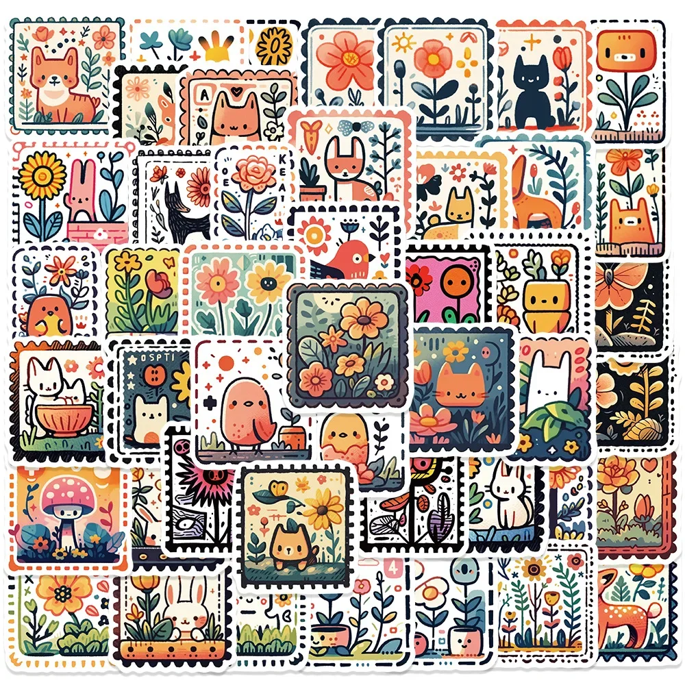 

10/30/50Pcs Flower Stamp Waterproof Graffiti Sticker Aesthetic Decorative Luggage Laptop Phone Guitar Scrapbook Kids Stickers