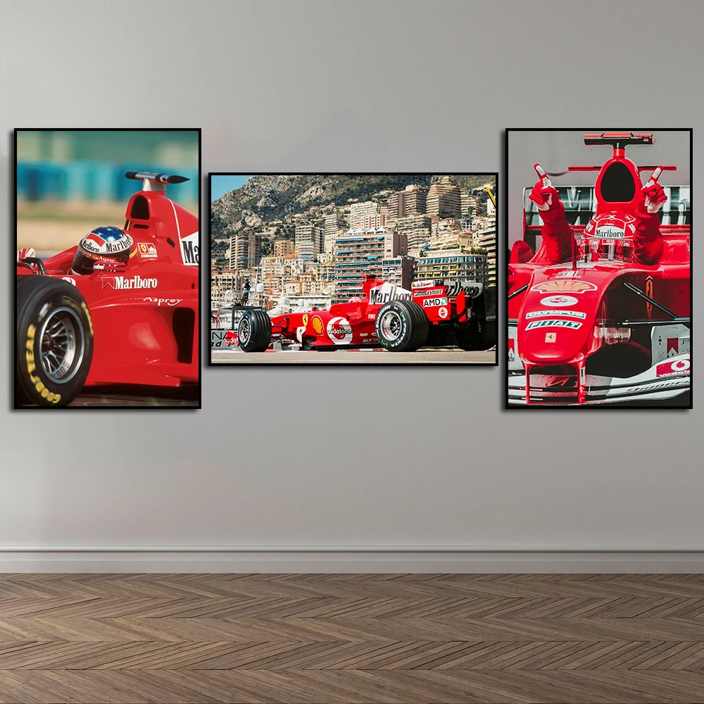 Famous Racer Schumacher Poster Print Formula Grand Prix Racing Canvas Painting Supercar Championship Wall Art Room Home Decor