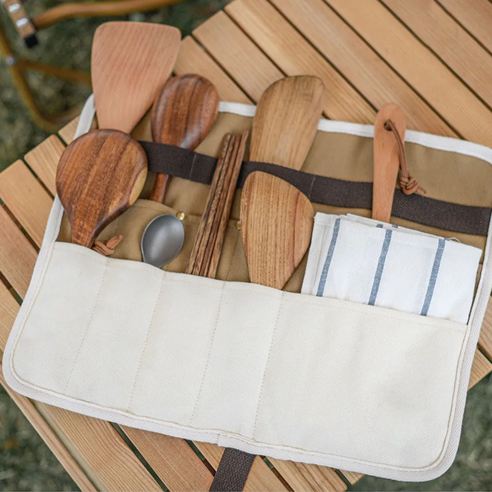 

1Pcs Tableware Storage Bag Cotton Cloth Material Lightweight Portable Cutlery Pouch for Picnic Camping Kitchen Utensil Organizer