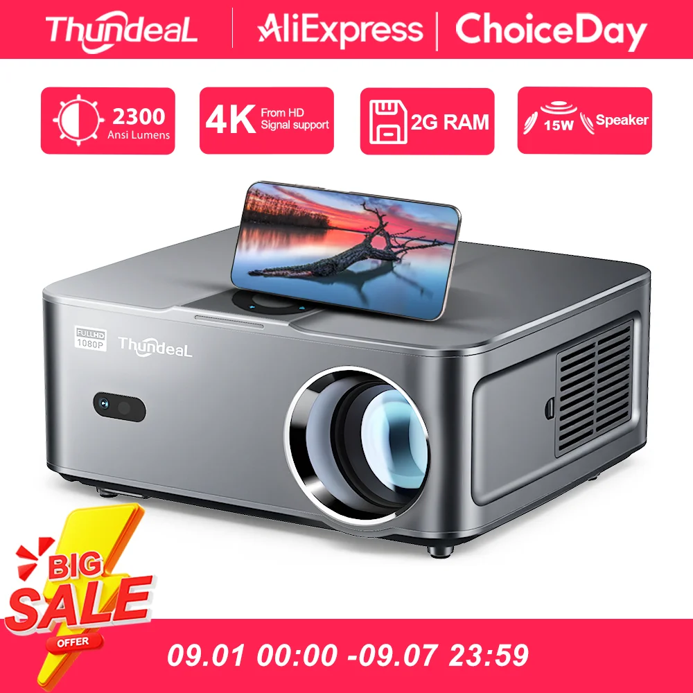 Image of ThundeaL Full HD 1080P 4K Projektor TD98W Mini Tragbarer Android WiFi 2G LED TD98 Mini-Beam-Projektor 3D TV Heimkino
