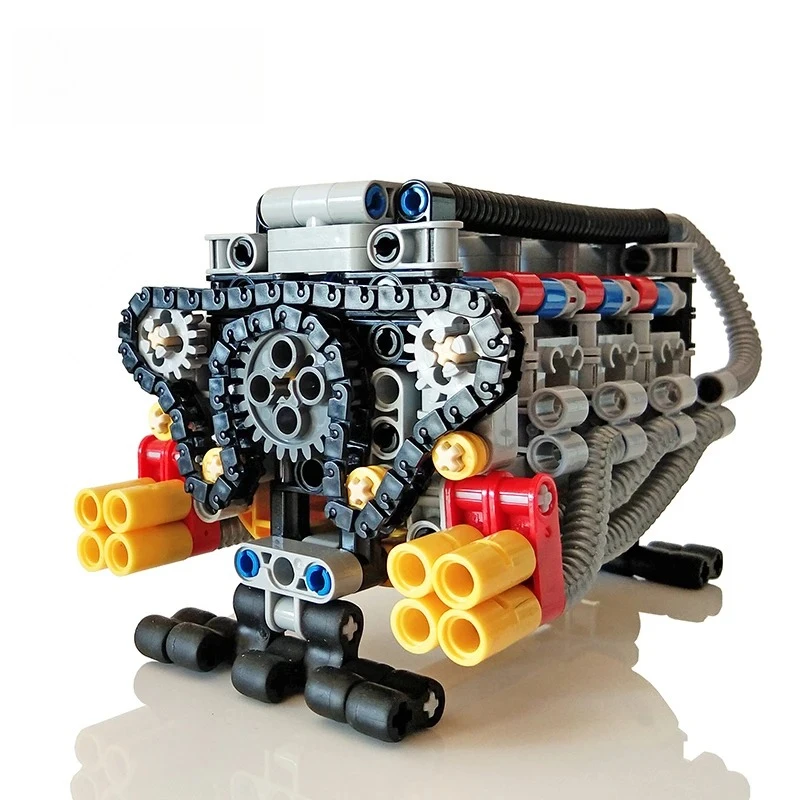 

Супер-модель двигателя V-8 с горизонтально расположёнными цилиндрами, технологичные строительные блоки, сборные MOC-кирпичи, модифицируемые игрушки