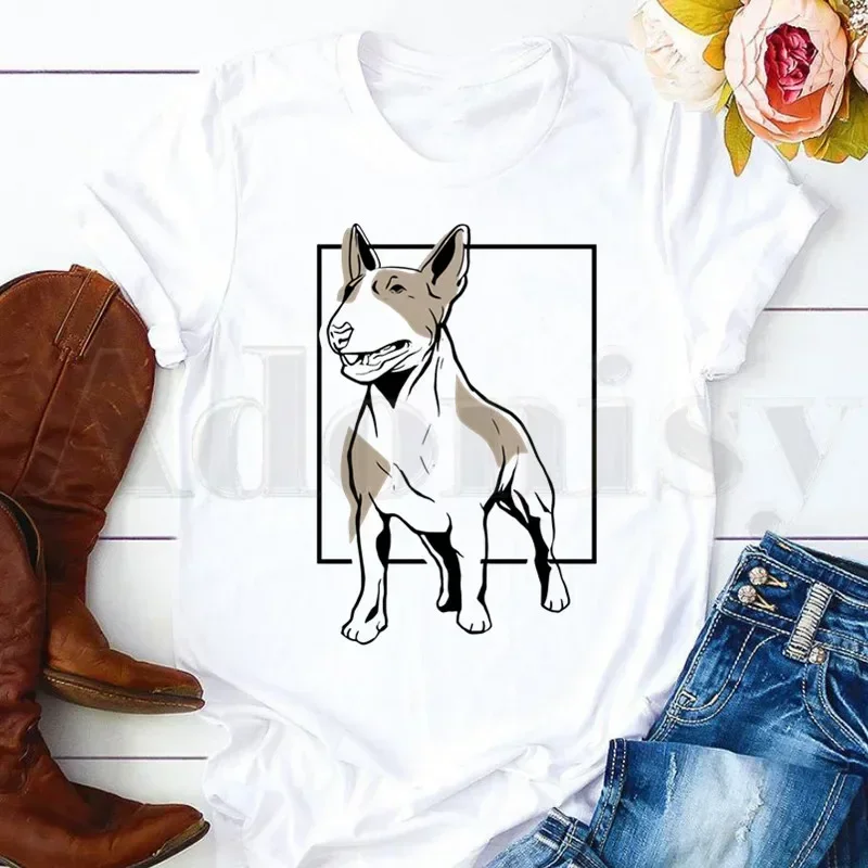 

Pit Bull Terrier With Tattoos Hipster Women Tshirt Harajuku Lady Letter T shirt Funny Female T-shirt Leisure Casual