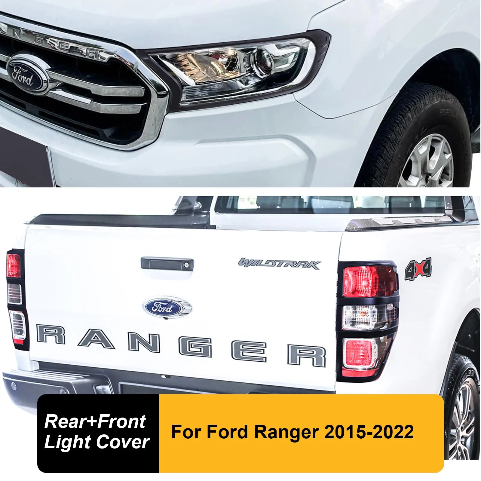 

Tail Lights Cover Head Light Cover Trim Guard For Ford Ranger 2015-2022 Wildtrak T7 XLT XLS XL Rear Light Hood