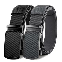 New Men's Stretch Canvas Belt Metal Automatic Buckle Tough Stretch Nylon Men's Military Tactical Belt 115-135CM Big Size Belts