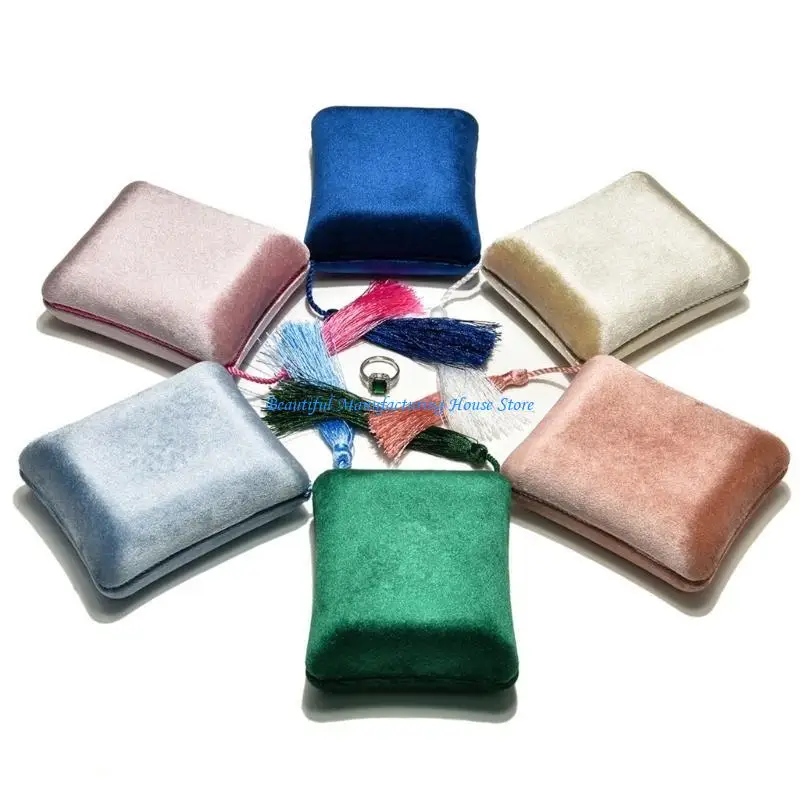 

E56A Velvety Jewelry Box Portable Travel Organizers with Multi Layer Compartments