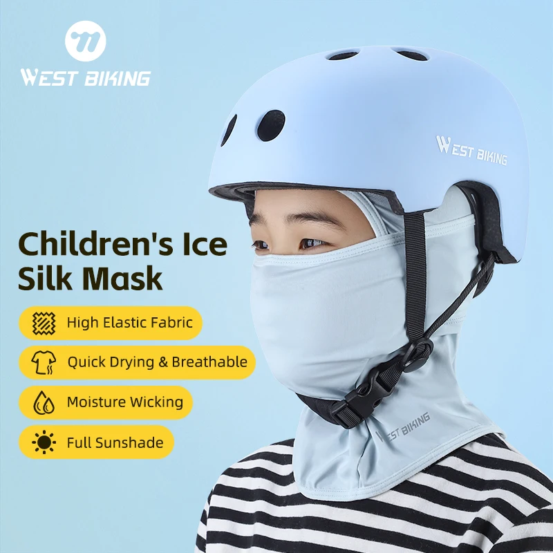 

WEST BIKING Children's Balaclava Breathable Outdoor Sports Kids Cycling Headgear Cool Bicycle Cap Ice Silk Quick Dry Face Cover