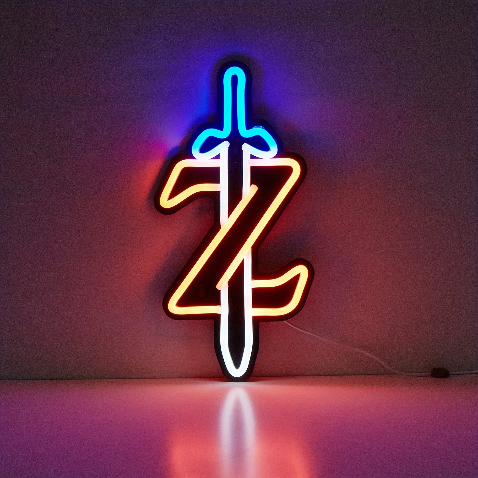 Versatile USB-Powered Sword Neon Light - Single Color LED Sign for Bedroom, Party, and Bar Decor