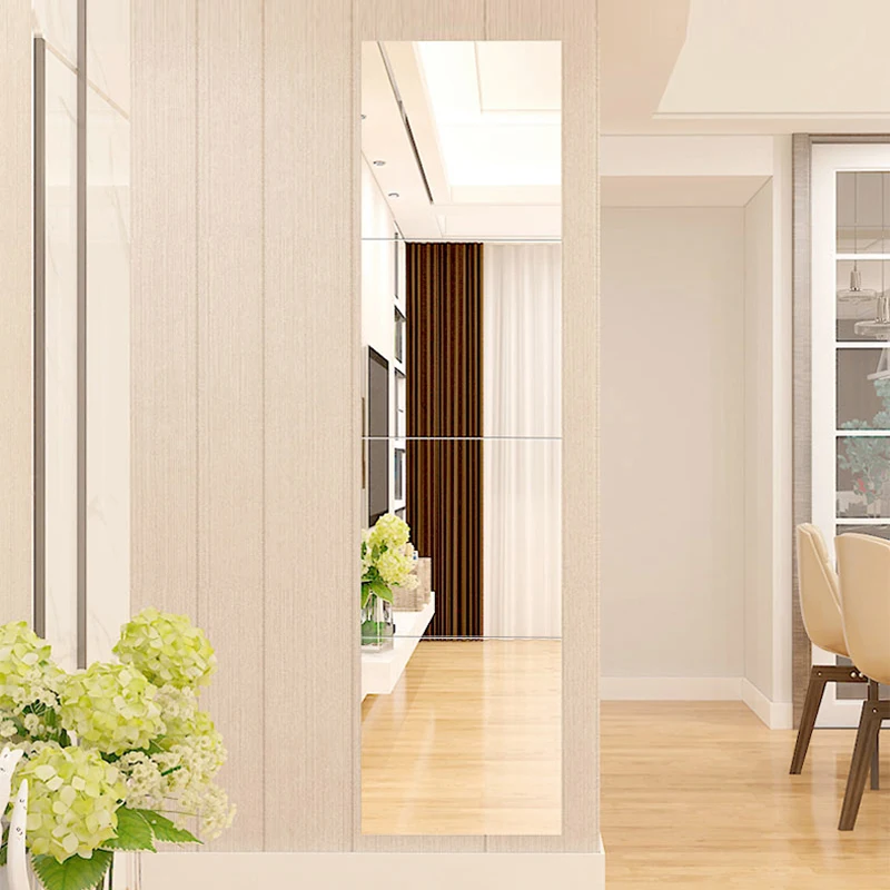 4pcs 2mm Thickness 30x30cm 3D Mirror Wall Stickers, Removable Self-adhesive Fitting Mirror, Wardrobe Room Wall Decoration