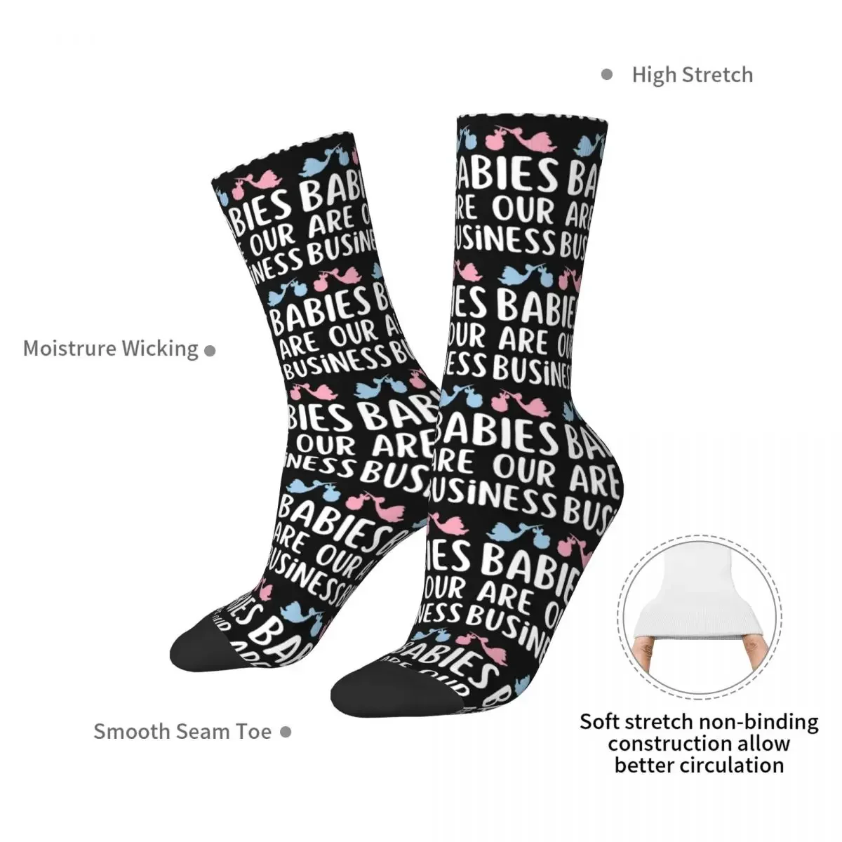 Chaussettes sulfAbsorbantes de la Sueur pour Homme et Femme, Bas Toutes Saisons, Cadeau d'Anniversaire, Babies Are Our Business, Harajuku