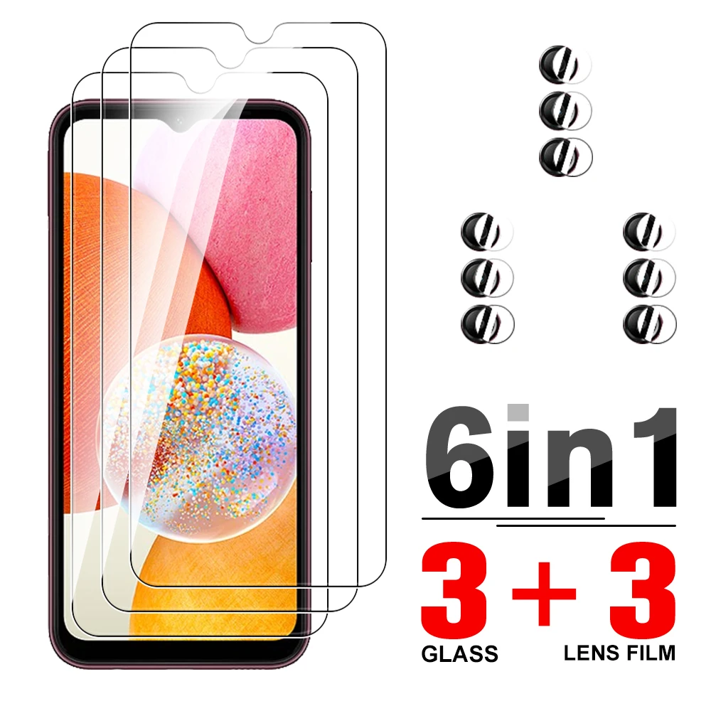 Funda de película templada 6 en 1 para Samsung Galaxy A14 4G 5G Protector de cámara para Samsung A54 A 14 24 54 34 A34 A24 5G vidrio Protector