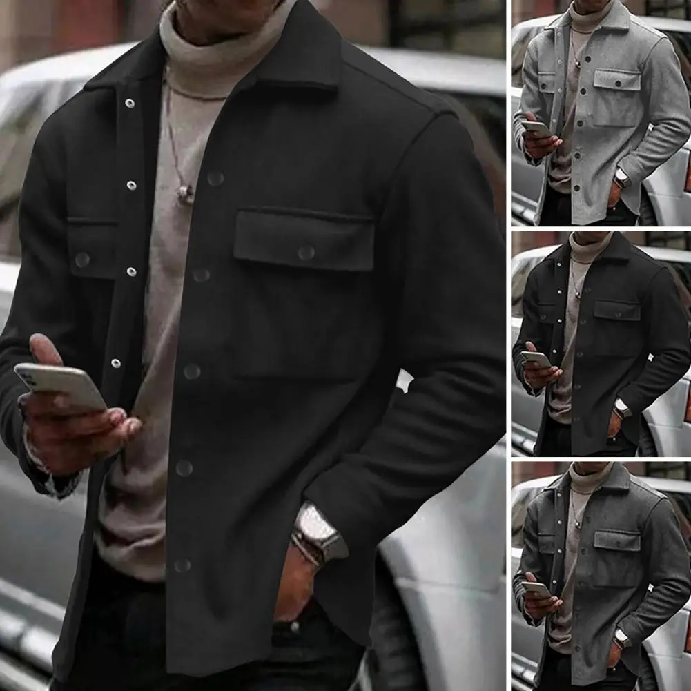 Jacket Windproof Autumn Winter Men's Fashionable Padded Jacket Boy Couple Button Up Jacket Simple Streetwear Winter Outwear