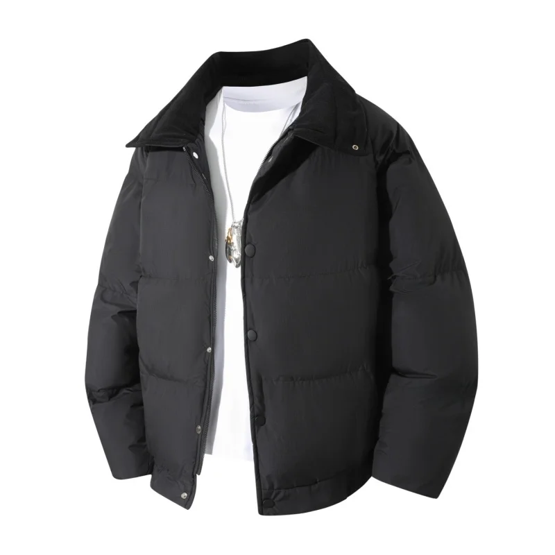 

Мужская зимняя утепленная хлопковая куртка свободного кроя с отложным воротником, модная универсальная верхняя одежда для повседневной носки