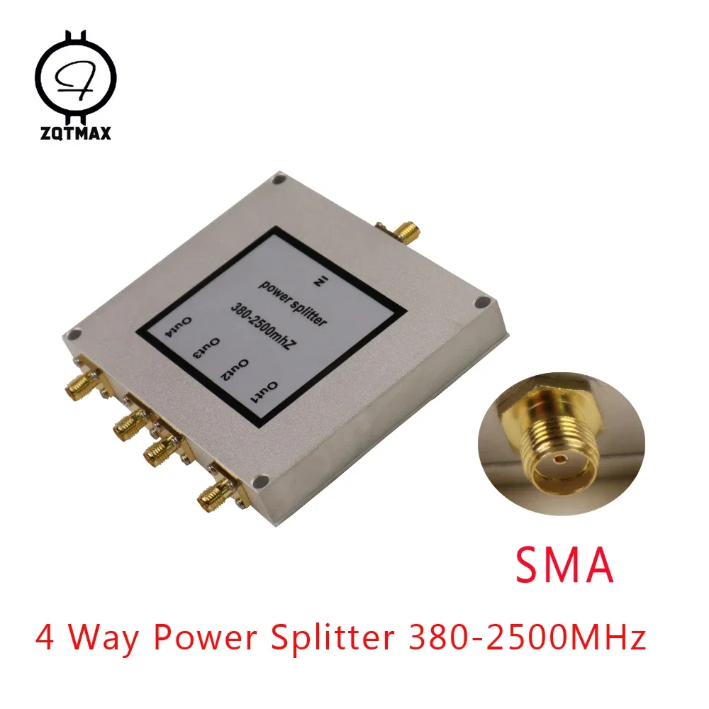 ZQTMAX 380MHz~2500MHz 4 Way SMA Microstrip Power Splitter for signal booster/repeater/amplifier/router,Indoor coverage project